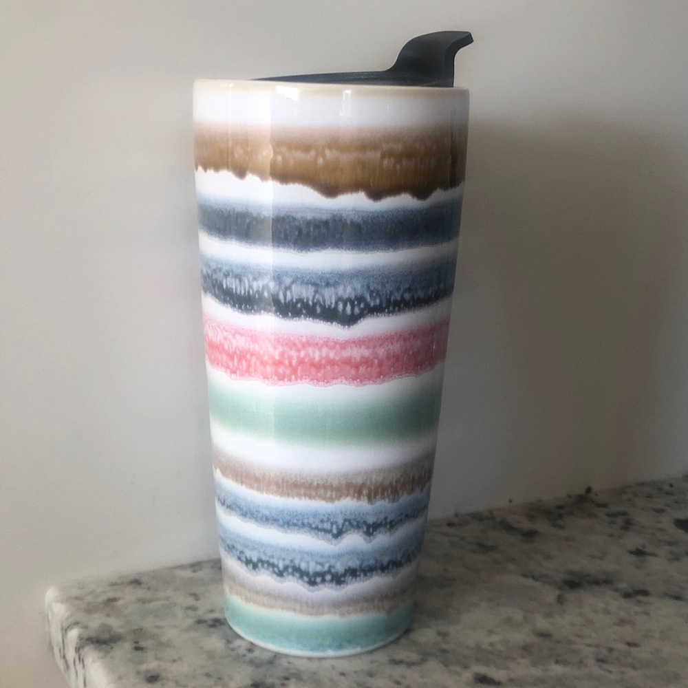 Striped Ceramic Travel Mug